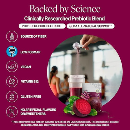 resG prebeet - Prebiotics Drink for Digestion, Occasional Constipation, Gas, Bloating with Akkermansia & GLP-1 Support w/Beet Root & Fiber, Gut Health for Women & Men - 560g (90 Servings)