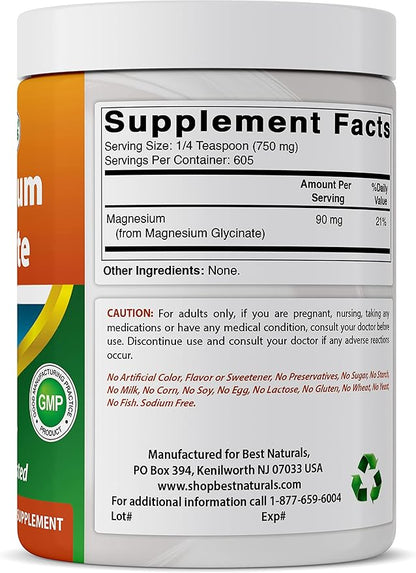 Best Naturals Magnesium Glycinate Powder - 1 Pound (1 LB (Pack of 2))
