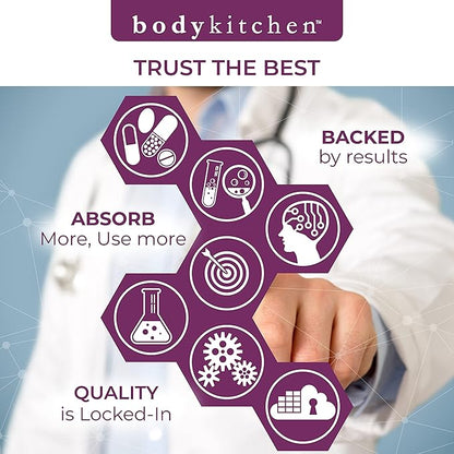 Body Kitchen Collagen and 250 mg Elastin Supplement to Aid Signs of Aging, Support Skin Health & Elasticity, Fewer Wrinkles, Unflavored Powder, Tasteless, Odorless, Colorless, 30 Servings (2 Pack)