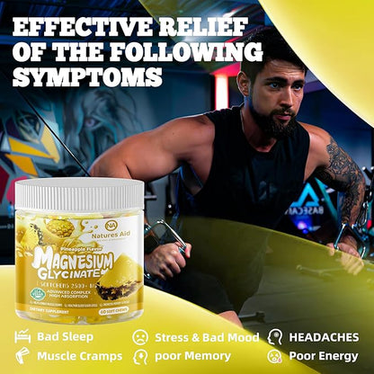 Magnesium Glycinate Soft Chews, Pineapple Flavor.Chewable Sugar Free Potassium Magnesium Chews with Magnesium Glycinate, Vitamin D, B6, and CoQ10 for Calm Support & Sleep for Adults, 60 Days Supply