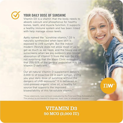 NatureWise Vitamin D3 2000iu (50 mcg) 1-Year Supply for Immune Support, Healthy Muscle Function, and Bone Health - Non-GMO, Gluten Free in Organic Extra Virgin Olive Oil, (Mini Softgel), 360 Count