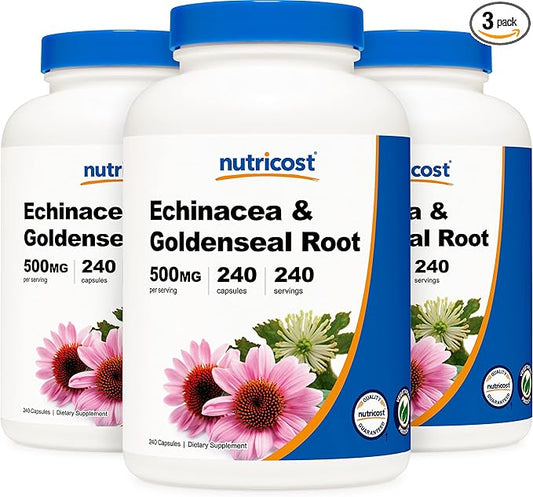 Nutricost Echinacea & Goldenseal Root, 500mg, 240 Capsules (3 Bottles) - Veggie Caps, Non GMO, Gluten Free