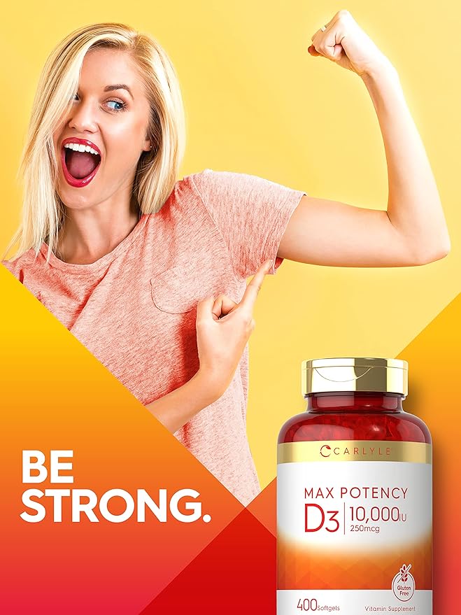 Carlyle Vitamin D 10000 IU 400 Softgels | Value Size | Max Potency | Non-GMO, Gluten Free Supplement