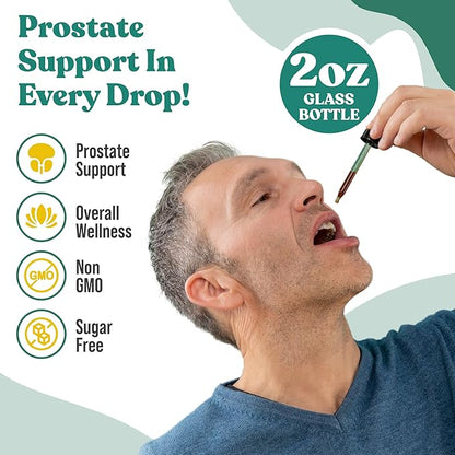 Prostavec Advanced Prostate Support Supplement - Liquid Formula for Faster Absorption with Pygeum, Saw Palmetto, Stinging Nettle + Turmeric & Damiana - Vegan, Non-GMO - 2 fl oz