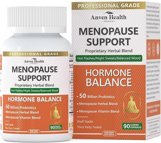 Menopause Supplements for Women - Probiotics for Menopause Relief, Hot Flashes, Night Sweats, Bloating & Gut Health with Herbs, Collagen, Vitamins, Gluten Free & Non-GMO | 90 Veggie Caps