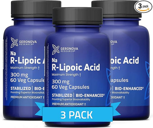 Bio-Enhanced R-Lipoic Acid, 300 mg Capsules - 6 Month Supply - Stabilized R Alpha Lipoic Acid with Enhanced Absorption - R Lipoic Acid Supplement - 180 Count
