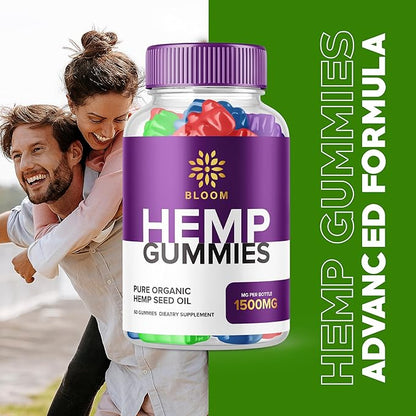(5 Pack) Bloom Hemp Gummies - Official Formula - Bloom Gummies with Hemp Advanced Strength Performance Hemp Blend Formula, Big Size Bloom Gomitas with 25mg Hemp Extract, Great Taste (300 Gummies)