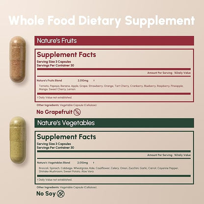 Fruits and Vegetables Supplements | Fruit and Veggies Supplement to Find Balance | of Nature, Fruit and Vegetable Capsules for Adults, Simply Natures Superfood | 90 Count, 1 Mo Set