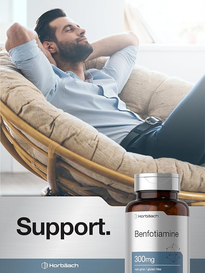 Horbäach Benfotiamine 300mg | 60 Capsules | Non-GMO, Gluten Free Supplement