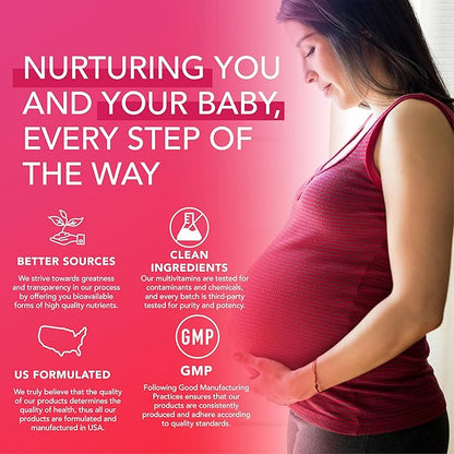 Prenatal Gummies for Women with DHA, Folate, Vitamin B C D | Delicious Multivitamin Blend for Fetal and Neural Support, Bones, Energy & Immunity During Pregnancy