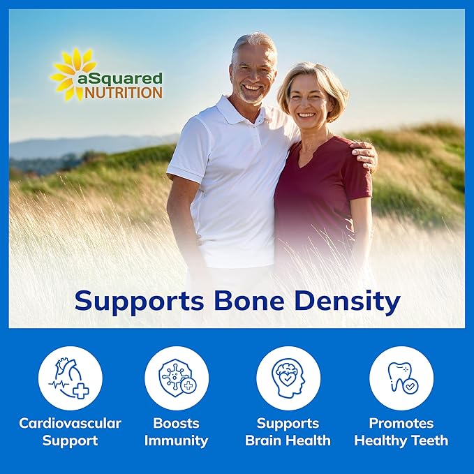 aSquared Nutrition Vitamin D3 with K2 Supplement-180 Chewable Tablets, Max Strength D-3 Cholecalciferol & K-2 MK7 to Support Healthy Bones, Teeth, Heart -Antioxidant D3 & K2 MK-7 Energy Formula Adults