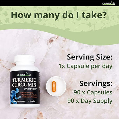 GreenIVe Turmeric Curcumin with BioPerine 90 Capsules with Curcumin 46X Higher Absorption