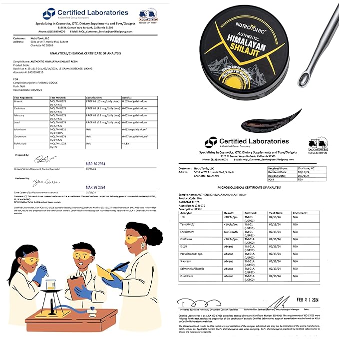 NutroTonic® Authentic Himalayan SHILAJIT® for Men & Women | Wild Crafted +17000 FT | 40X Nanofiltered & Sun Dried | Brain, Heart, Cellular Health | 3rd Paty Lab Tested | Fulvic & Humic Acid | 5G Resin