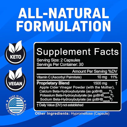 Herbtonics GLP-1 Support Supplement – Apple Cider Vinegar Capsules & Keto BHB | Keto Diet Pills for Women & Men | Supports Appetite & Metabolic Function | 60 Keto ACV Capsules