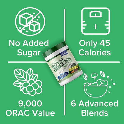New Vitality Royal Greens Superfood Powder | Healthy Veggie Powder with Probiotics, Enzymes, Antioxidants, Wheat Grass & Greens 10.75oz (30 Day Supply)