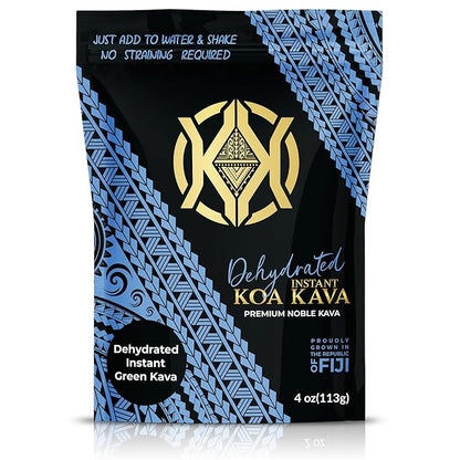 Koa Kava Dehydrated Instant Kava - 100% Dehydrated Instant Green Fijian Kava Root Powder, 4 oz (113g)