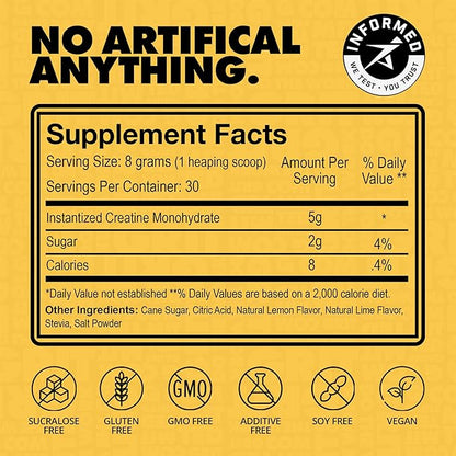 Gains in Bulk Instantized Creatine Monohydrate for Women and Men, Soluble Pre Workout Powder, Supports Muscle Building, Strength and Performance, Bodybuilding Supplements, Sweet Lemonade, 30 Servings