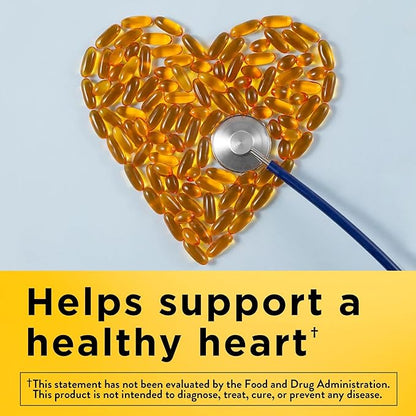 Nature Made Burp Less Fish Oil Omega 3 Supplements, 1200 mg Softgels, Omega 3 Fish Oil for Healthy Heart Support, 200 Softgels, 100 Day Supply