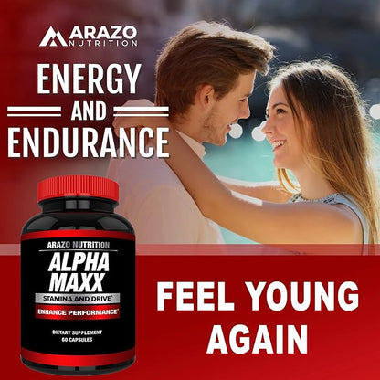 Arazo Nutrition Alphamaxx Health Supplement - Ginseng, Muira Puama, Tribulus - 60 Herbal Pill