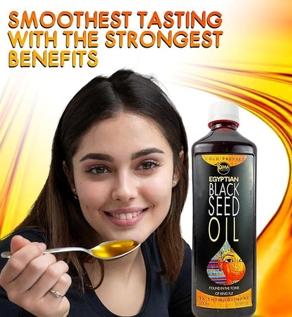 Cold-Pressed Egyptian Black Seed Oil with 3% Thymoquinone: Your Path to Natural Wellness [16.9 fl oz/500ml]…