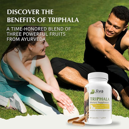 Jiva Botanicals Triphala Supplement - Triphala Capsules Made with Amalaki, Bibhitaki and Haritaki Powder for Normal Digestive Health & Normal Immune System - 60 Capsules