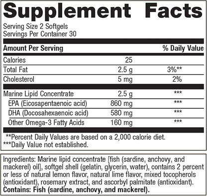 Metagenics OmegaGenics Fish Oil EPA-DHA 720 mg - Omega-3 Fish Oil Supplement - High Potency - for Heart Health, Musculoskeletal Health & Immune System Health* - with DHA & EPA - 60 Softgels