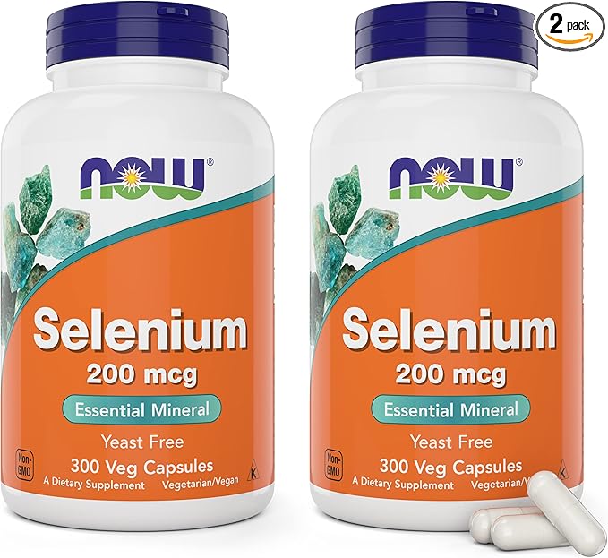 Now Foods Selenium 200mcg Capsules, 300 Count (Pack of 2) - L Selenomethionine Mineral Supplement for Women & Men - Veg Caps, Non-GMO, Vegan Friendly, Yeast-Free