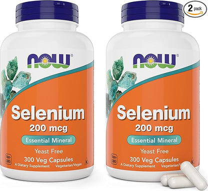 Now Foods Selenium 200mcg Capsules, 300 Count (Pack of 2) - L Selenomethionine Mineral Supplement for Women & Men - Veg Caps, Non-GMO, Vegan Friendly, Yeast-Free