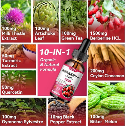 Magnesium Glycinate Liquid Drops with Citrate, Malate Liquid Berberine Supplement