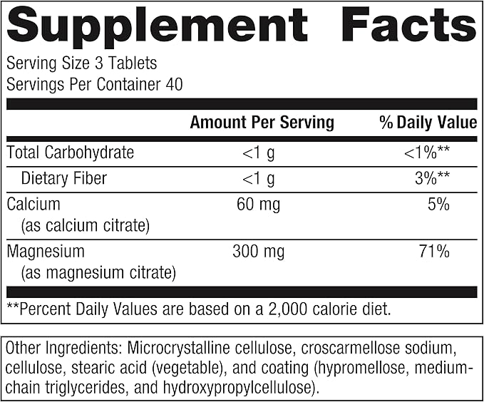 Metagenics Magnesium Citrate - 300 mg Magnesium & 60 mg Calcium (as Citrates) - Muscle & Bone Health Support* - Gluten-Free & Vegetarian - 120 Count