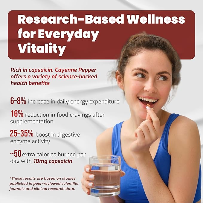 Organic Cayenne Pepper 9IN1 Complex with Cinnamon, Ginger, Turmeric for Overall Health, Immune System, Digestion Wellness (150 Count (Pack of 1))