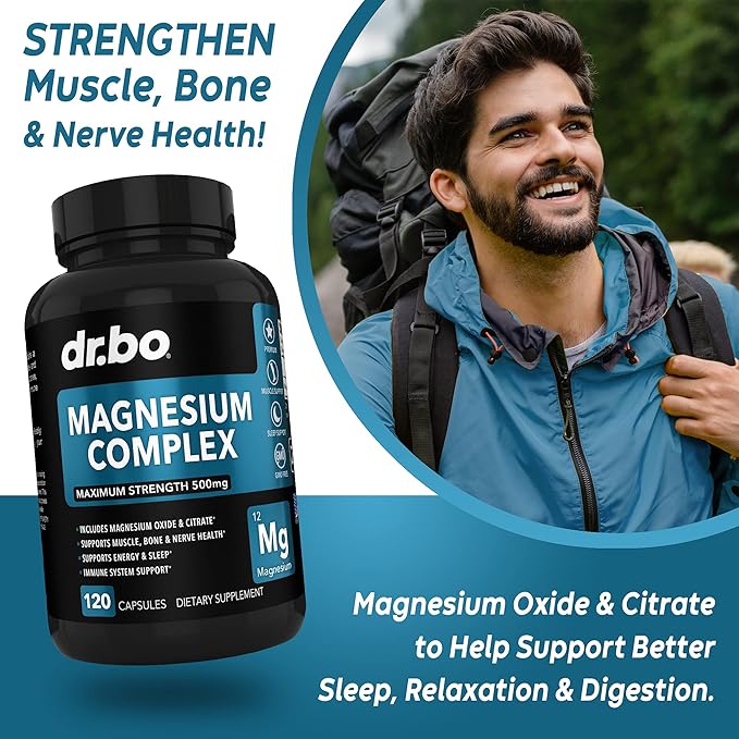 Magnesium Complex Supplement Capsules 500mg - Support Energy, Relaxation - Zinc Supplements 50mg Tablets - Pure Zinc 50mg Oxide Citrate