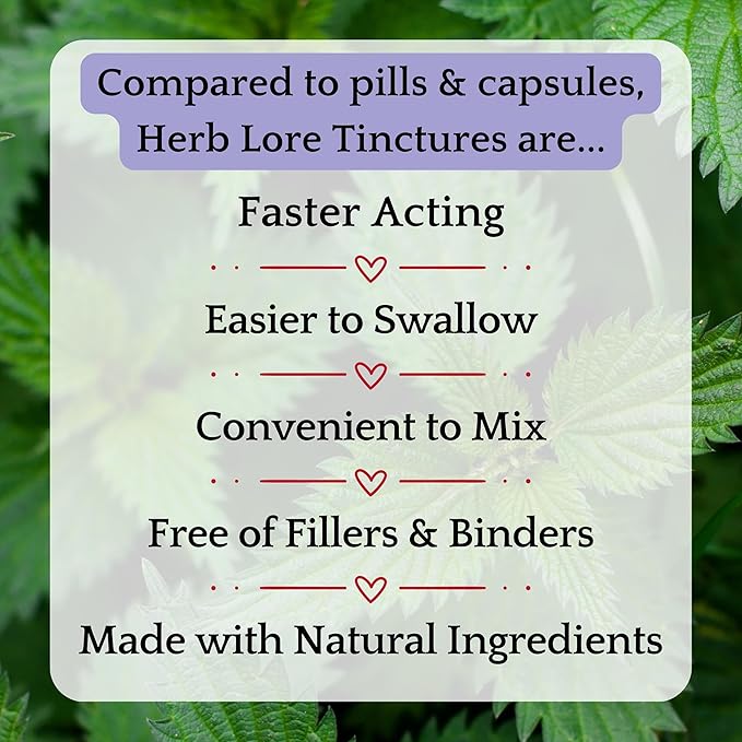 Herb Lore Organic Dandelion & Nettle Tincture - Liquid Dandelion Leaf & Stinging Nettle Leaf Extract Drops (4 fl oz)