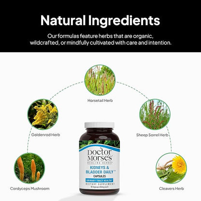 Doctor Morse's Kidney & Bladder Daily Cleanse - Support Urinary Tract Health & Elimination of Lymph - Organic & Naturopath Formulated - Cordyceps Mushroom, Juniper Berry, Horsetail Herb - 90 Capsules