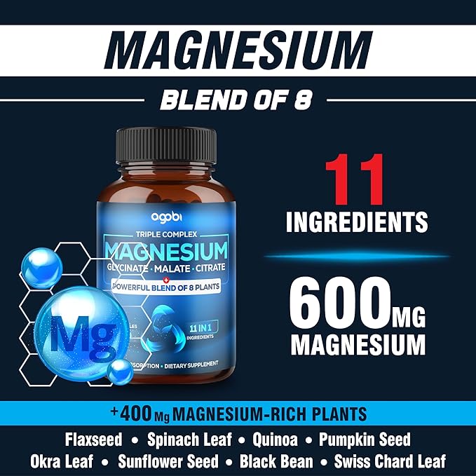 Magnesium Glycinate Chelate Complex - 8600 mg Magnesium with Organic Vegetables to Support Restful Mood, Calm & Muscle Cramp - 90 Capsules (2/90Capsules)