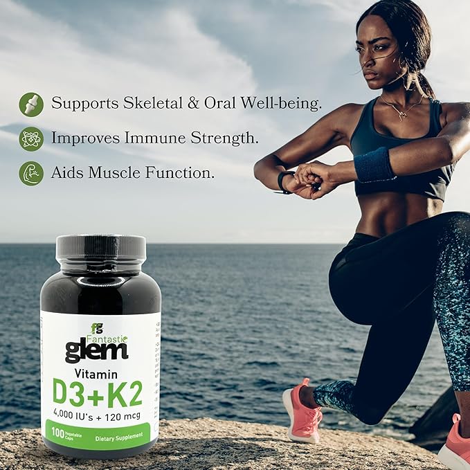 Vitamin D3 K2 Capsules - Dietary Supplement to Support Immune Function, Daily Nutritional Support Formula - GMO, Soy and Gluten Free- 100 Count