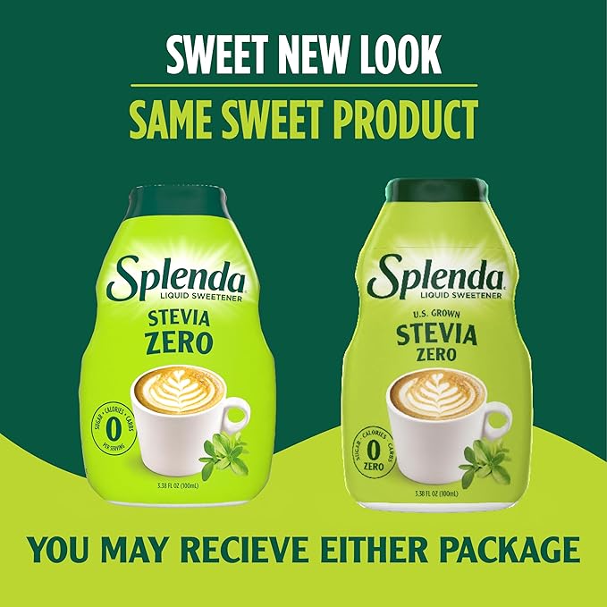 SPLENDA Stevia Liquid Zero Calorie Sweetener Drops, 3.38 Fl Oz Bottle (Pack of 2)
