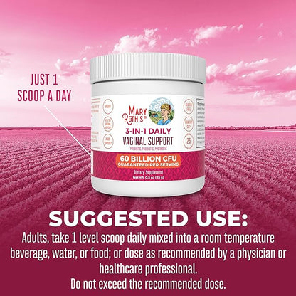MaryRuth Organics 3-in-1 Probiotics for Women, Clinically Tested, Vaginal Probiotics for Digestive Health & Hormonal Support, Womens Probiotic Powder, Gut Health, 50 Billion CFU, Allergen Free, 0.5 oz