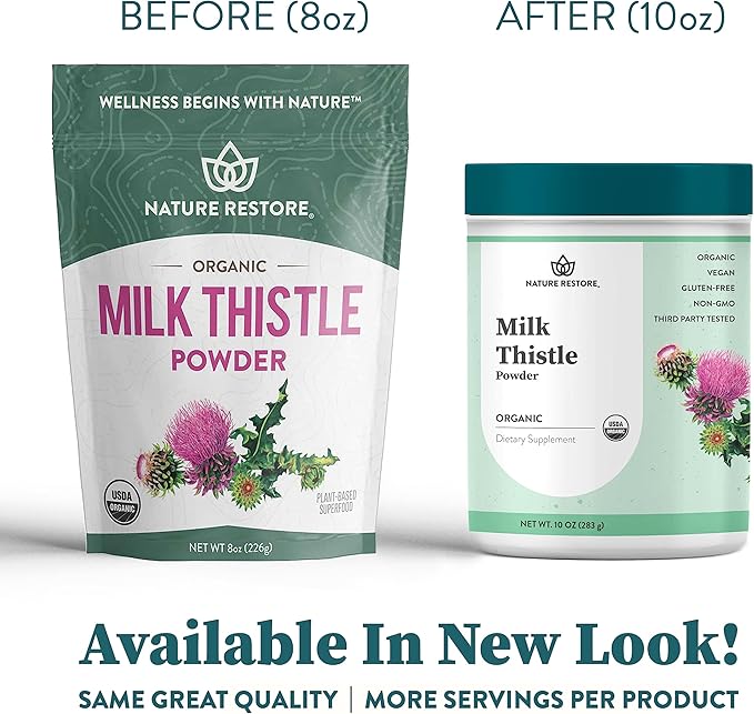 Nature Restore USDA Certified Organic Milk Thistle Seed Powder, 10 Ounces, Packaged in California