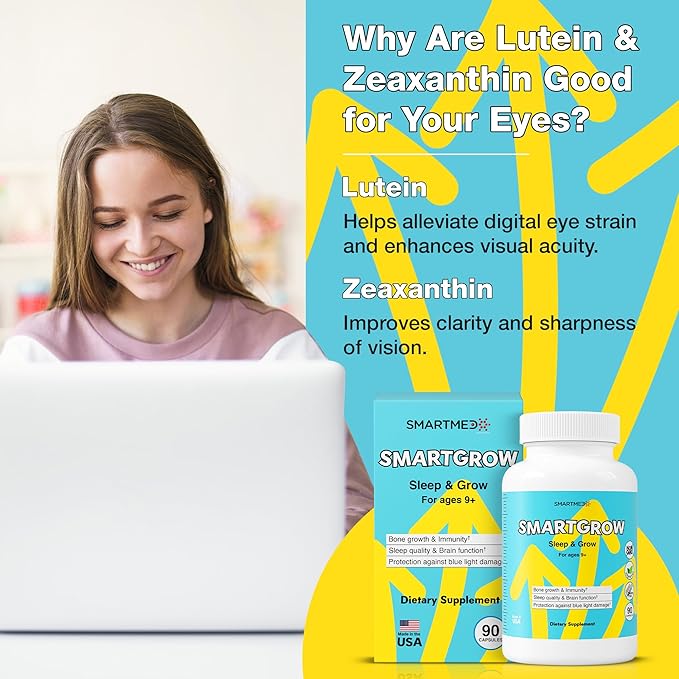 SMARTGROW 5-in-1 Premium Height Growth - Calcium, Vitamin D3, L-arginine - Sleep Aid for Maximum Growth, Immunity Support, Brain Health, Bone Strength, Eye Health (90 Count (Pack of 2))