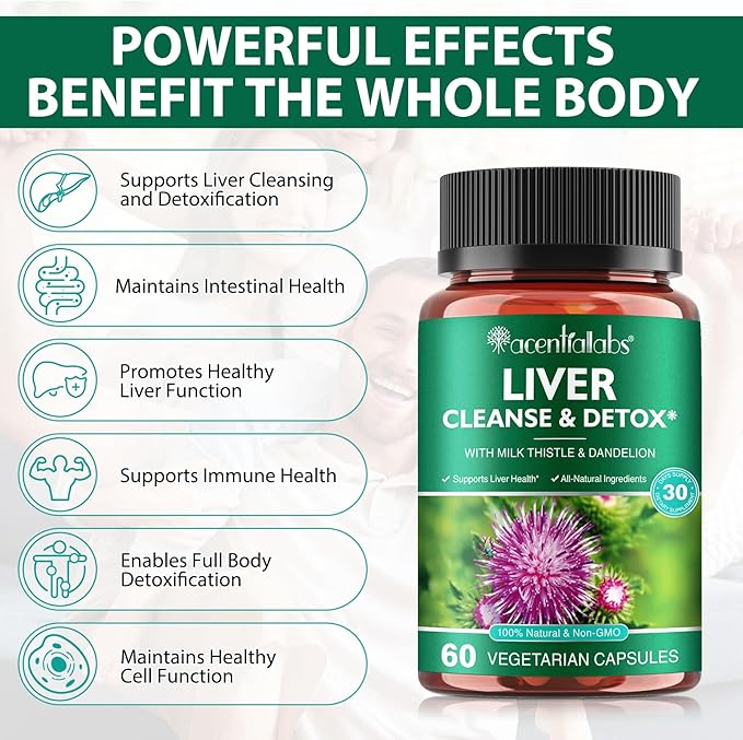 Liver Support Supplement, Liver Health, Liver Cleanse, Liver Support, Herbal Liver Support Supplement for Eliminates Waste and Cleansing, Vegan, Non-GMO, 60 Capsules