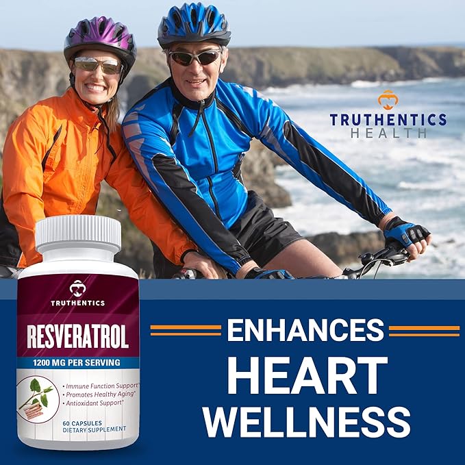 TRUTHENTICS Resveratrol Supplement 1200mg - Japanese Knotweed Capsules - High Potency Trans Resveratrol Nutritional Supplements for Healthy Aging, Vibrant Skin & Immune Health - 60 Vegan Capsules