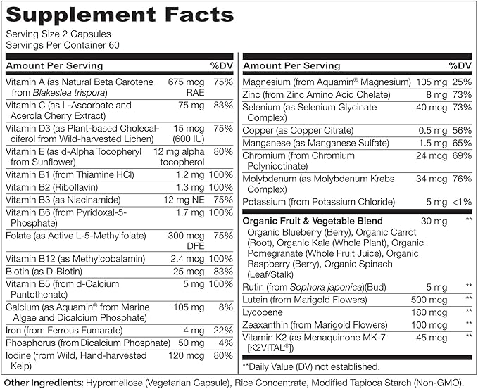 NATURELO Teen Multivitamin - Whole Food Multivitamin - with Minerals for Teenage Boys & Girls - Supplement for Active Kids - Non-GMO - Vegan & Vegetarian - 120 Capsules