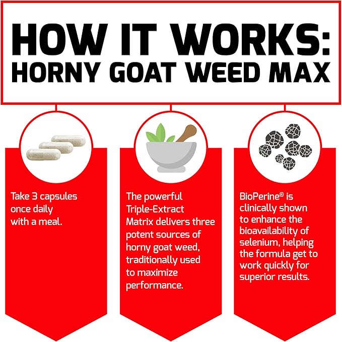 FORCE FACTOR Horny Goat Weed Max, Horny Goat Weed for Men and Women to Maximize Performance and Drive, Triple-Extract HGW Horny Goat Weed Herbal Supplement, 1500mg, 90 Capsules
