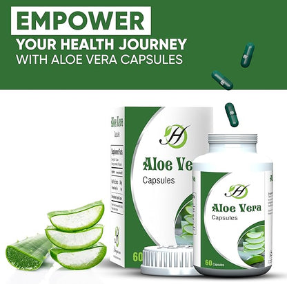 Aloe Vera Capsules 500mg 60 Capsules - All Natural Vegetarian Capsules with 100% Pure Aloe Vera for Skin, Hair, Nails……