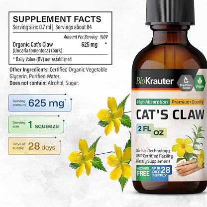 BIO KRAUTER Lemon Balm Tincture 2 Fl. Oz. & Cat's Claw Tincture 2 Fl. Oz.