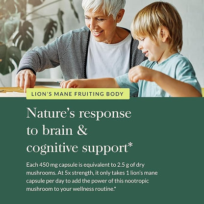 Gaia Herbs Lion’s Mane Mushroom - Brain & Nerve Health Support - 40 Vegan Capsules
