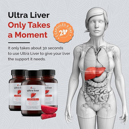 Ultra Liver Supplement for Liver Health and Gallbladder Support - Powered by TMG, NAC Milk Thistle, and More - 60 Capsules - 5 Pack