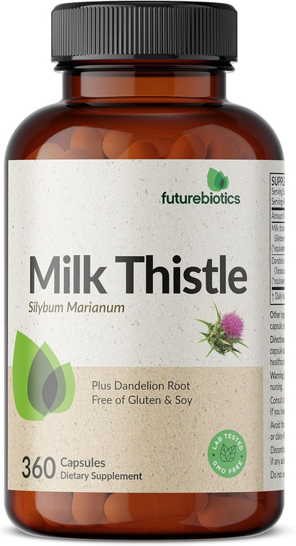 Futurebiotics Milk Thistle Silymarin Marianum & Dandelion Root Liver Health Support, Antioxidant Support, Detox, 360 Capsules