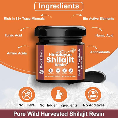 Pure Himalayan Shilajit Resin for Men & Women, 85+ Trace Minerals, 75%+ Fulvic Acid for Energy Boost & Immune Support, Himalayan Resin Ayurveda Product - 1.06 oz